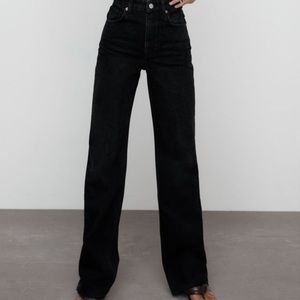 zara full length wide leg jeans